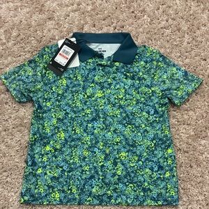 Under Armour Boys' Teal & Lime Floral Performance Polo